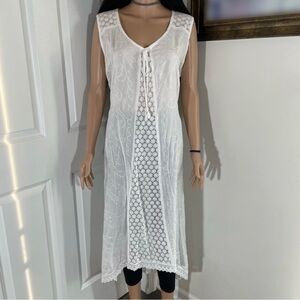 NWT S.R. Fashion Embroidered White Dress / Coverup Vintage Style Cottagecore